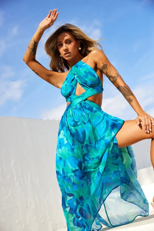 Time-Sensitive Offer Havana Bloom Maxi Dress - Blue Multi