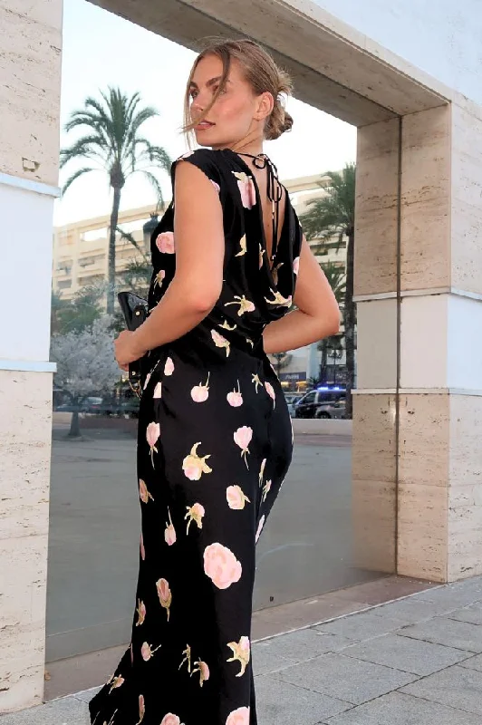 Price Cut Alert Hazel Soft Floral Maxi Dress | Black