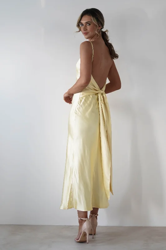 Special Offers Hermie Silky Satin Maxi Dress | Lemon