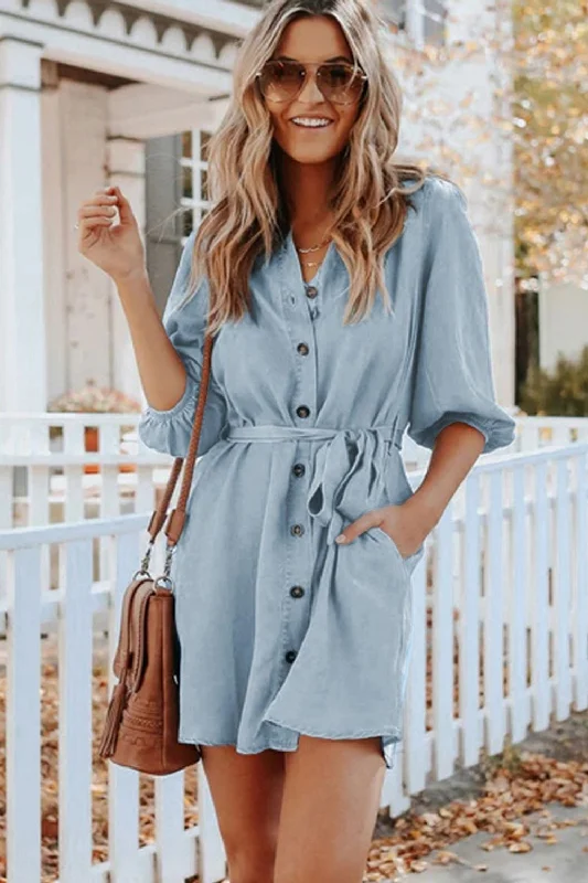 Weekend Price Drops Hugo Tencel Pocketed Chambray Shirt Dress