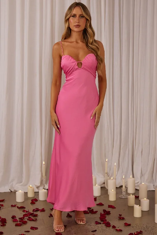 Limited Stock In A Daze Gathered Bust Maxi Dress Hot Pink