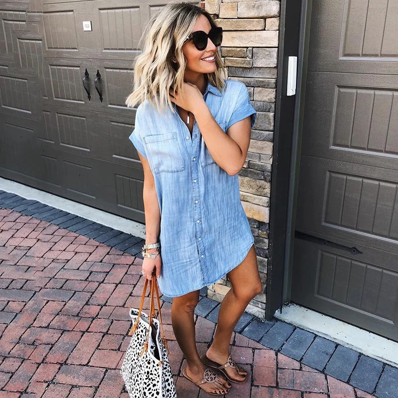 Weekend Super Savings Jessup Pocketed Tencel Shirt Dress - Vintage Wash