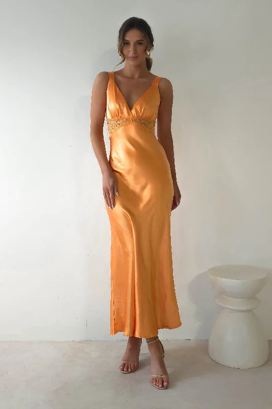 Best Prices This Week Juliette Soft Satin Maxi Dress | Mango/Orange