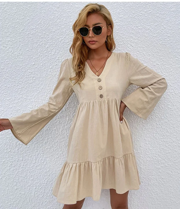 Weekend Mega Deals Kelley Linen Blend Shirt Dress