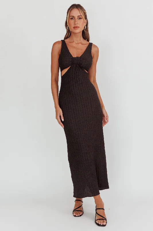Bargain Alert Kharissa Cut-Out Textured Maxi Dress Black