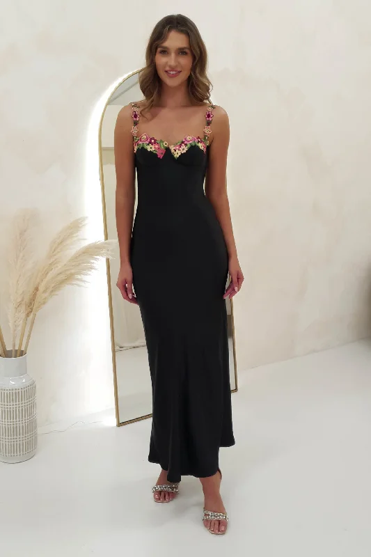 Weekend Big Savings Klabelle Satin Maxi Dress | Black
