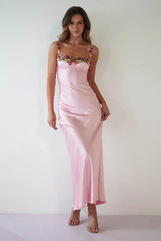Massive Price Cuts Klabelle Soft Satin Maxi Dress | Pink