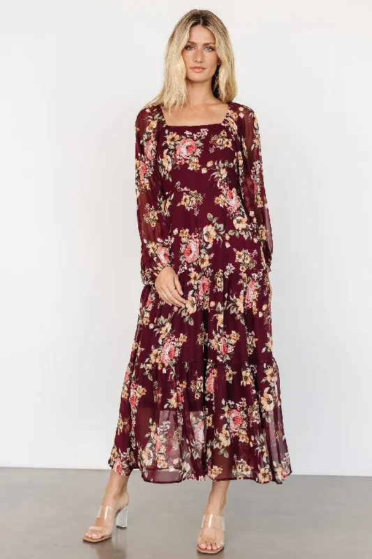 Weekend Sale Day Kristy Maxi Dress | Wine Floral