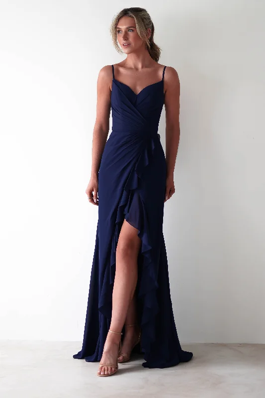 Massive Savings Event Kendra Ruffle Chiffon Maxi Dress | Navy