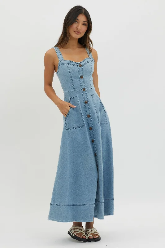 Weekend Limited-Time Offers Laureen Pocket Maxi Dress Denim Blue