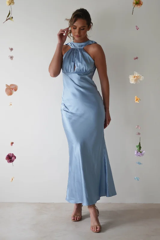 Mega Discounts Lauryn Halter Neck Maxi Dress | Light Blue