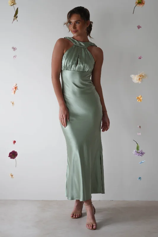 Time-Sensitive Offer Lauryn Halter Neck Maxi Dress | Sage