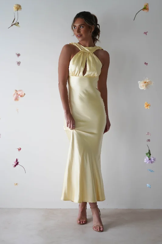 Weekend Super Sale Alert Lauryn Halter Neck Maxi Dress | Yellow