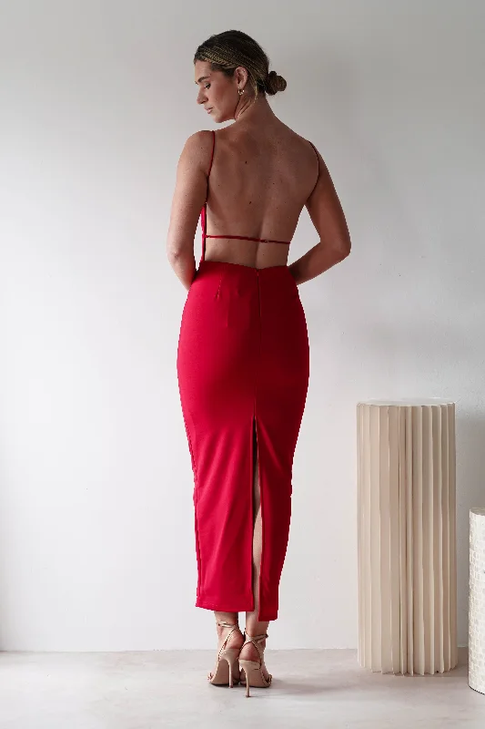 Today’s Special Discount Letty Square Neck Maxi Dress | Red