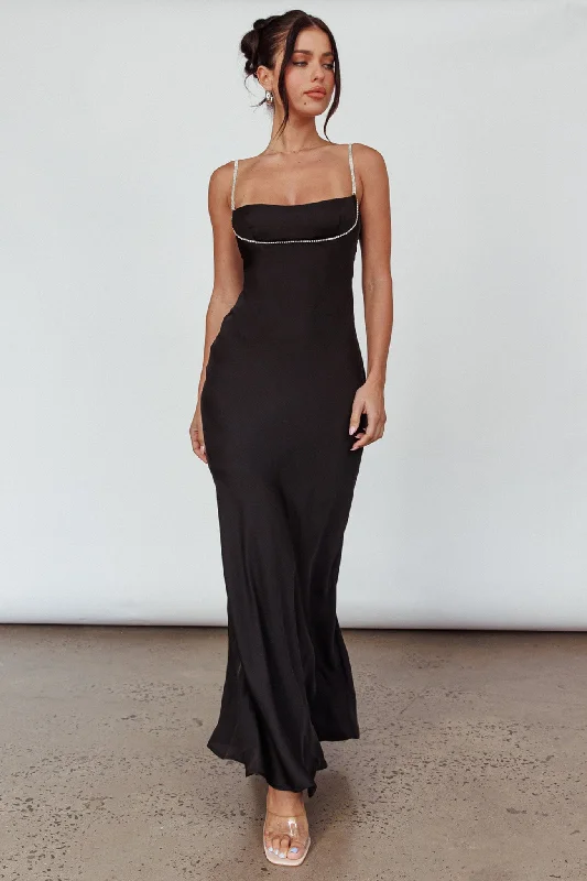 Unbeatable Offer Linka Diamante Strap Maxi Dress Black