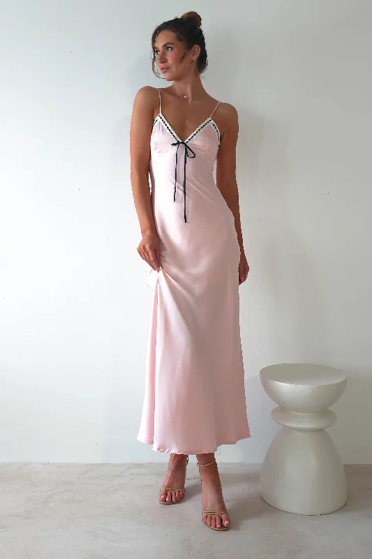 Weekend Only Sale Lottie Soft Satin Slip Maxi Dress | Rose Pink