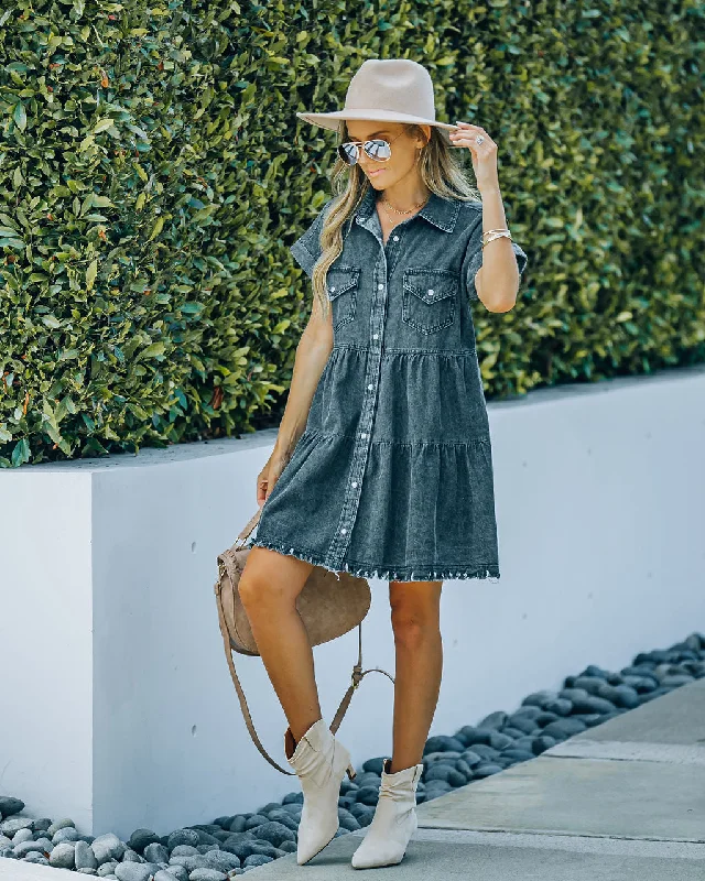 Weekend Wonders Madden Button Down Denim Shirt Dress