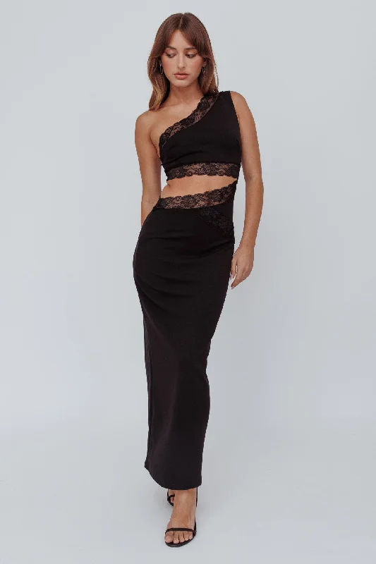 Exclusive Offer Mahli One-Shoulder Cut-Out Maxi Dress Black