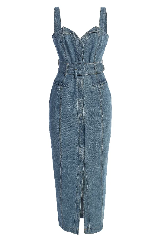 Weekend Sale Frenzy Medium Wash Celene Denim Maxi Dress