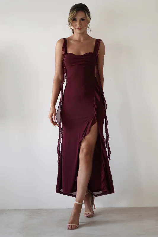 Weekend Best Price Deals Mhissa Ruffle Maxi Dress | Burgundy