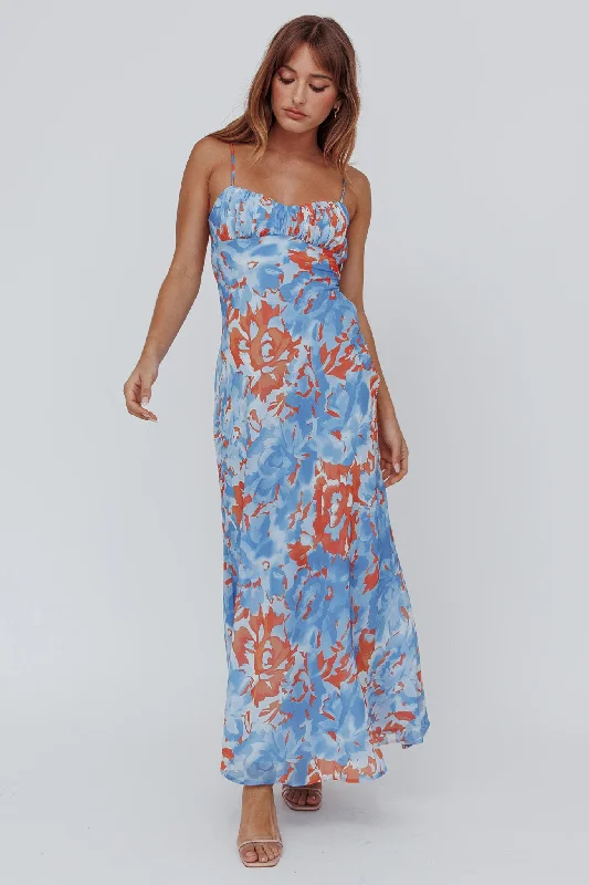 End-of-Season Sale Nerida Twist Back Maxi Dress Abstract Blue