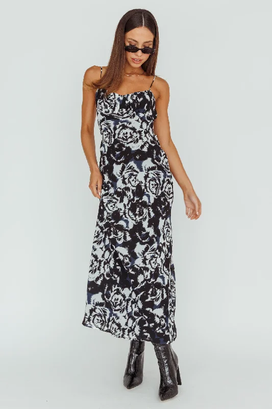 Weekend Special Shopping Event Nerida Twist Back Maxi Dress Swirl Black