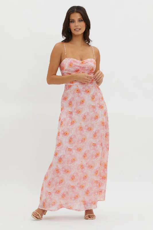 Weekend Price Breaks Our Song Ruched Bodice Maxi Dress Orange