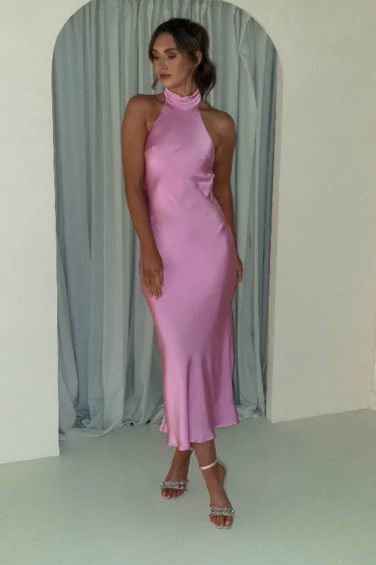 Today's Offer Pamela Halter Neck Maxi Dress | Pink
