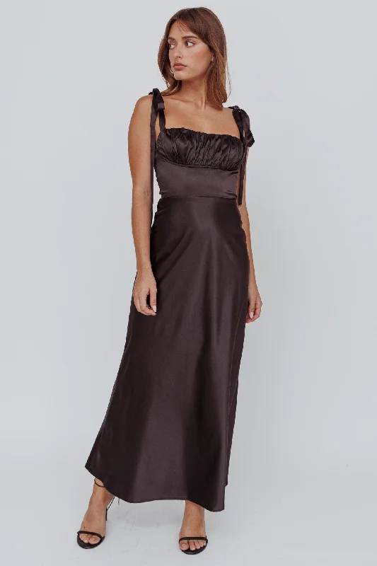 Unbeatable Bargains Pennelope Tied Shoulder Maxi Dress Black