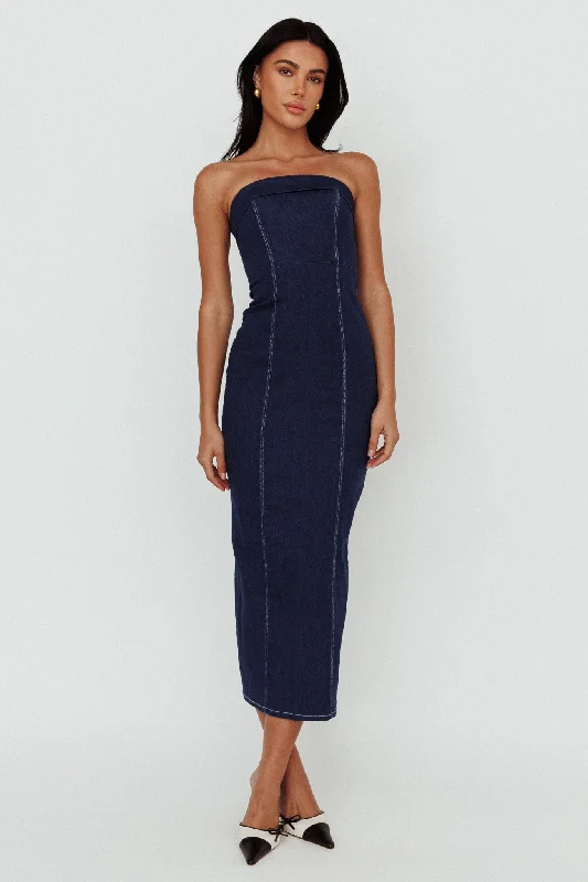 Super Savings Press Play Strapless Maxi Dress Indigo