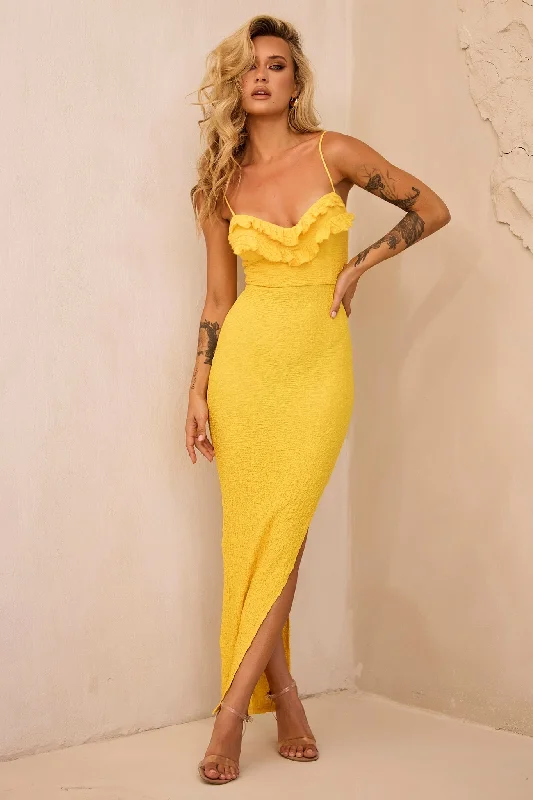 Hot Picks Promenade Maxi Dress - Yellow