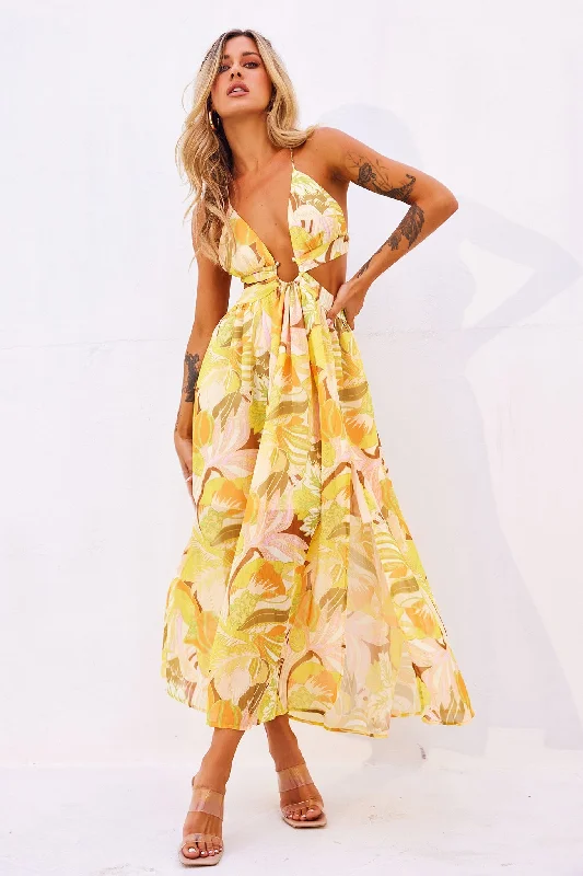Weekend Only Sale Rays Maxi Dress - Yellow Print