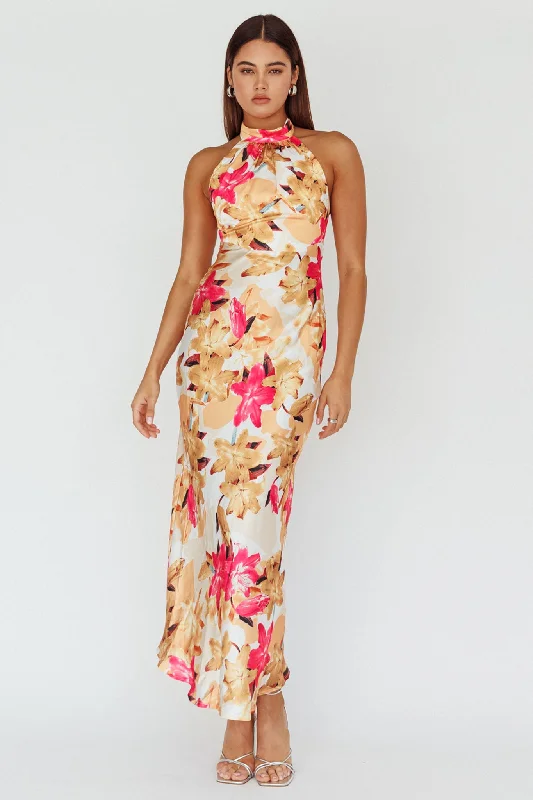 Today’s Special Discount Shana Halterneck Maxi Dress Floral Pink