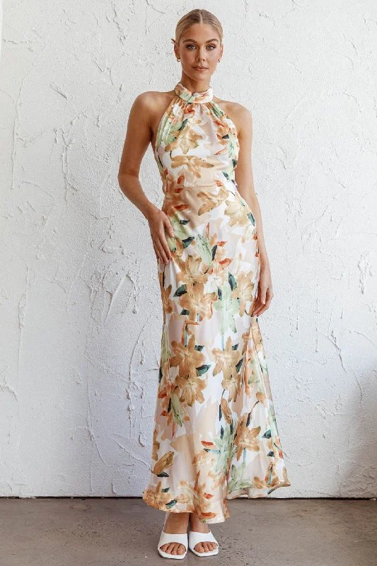 Exclusive Discounts Just for You Shana Halterneck Maxi Dress Floral Yellow