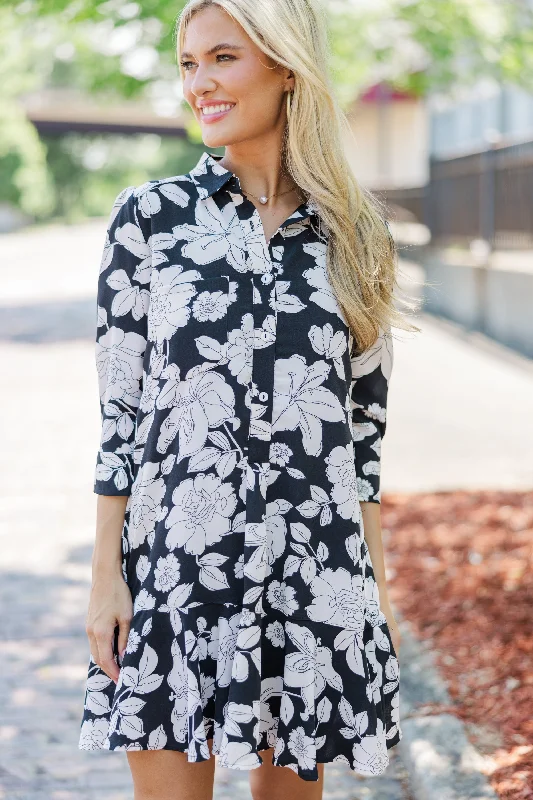 Weekend Limited-Time Offers Share Your Story Black Floral Shirt Dress