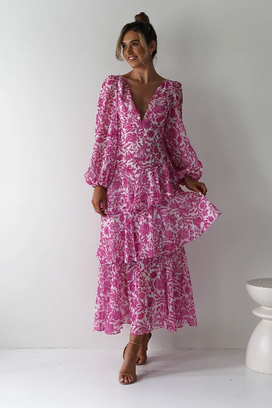 Weekend Shopping Madness Tammie Long Sleeve Maxi Dress | Pink Floral