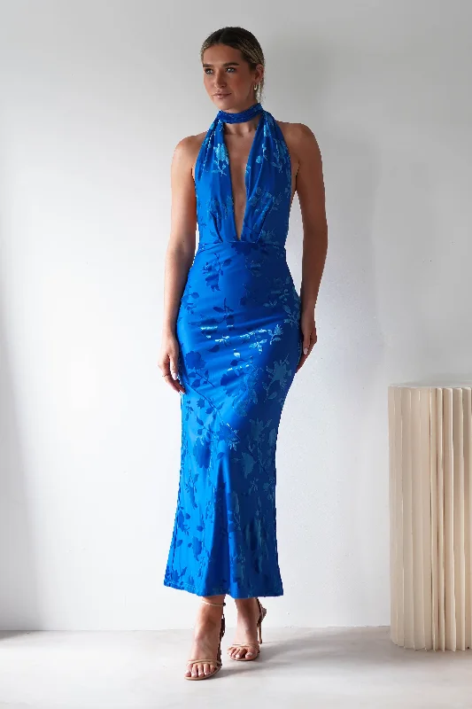 Best Price Guarantee Tara Floral Jacquard Maxi Dress | Royal Blue