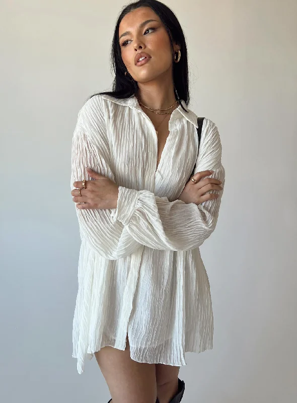 Limited-Time Flash Deal Tune In Shirt Dress White