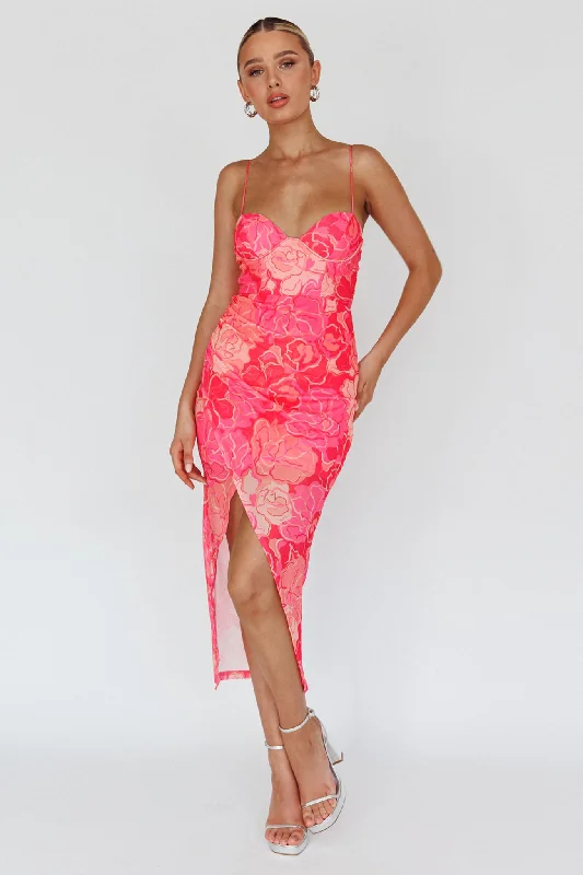Special Price Drop Westwood Split Front Maxi Dress Floral Pink
