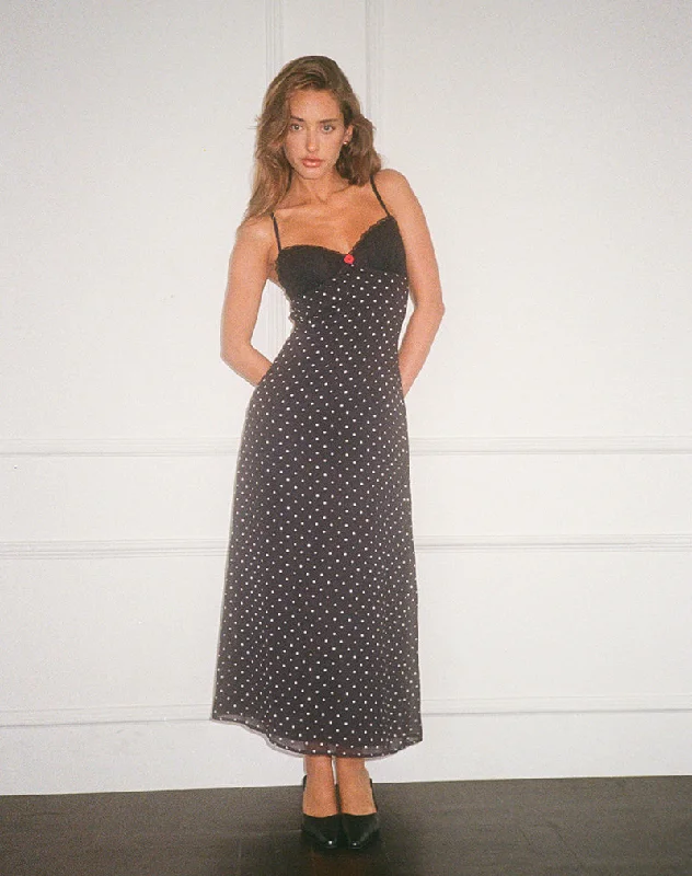 Weekend Shopping Highlights Wilonna Maxi Dress in Basic Polka Black Chiffon