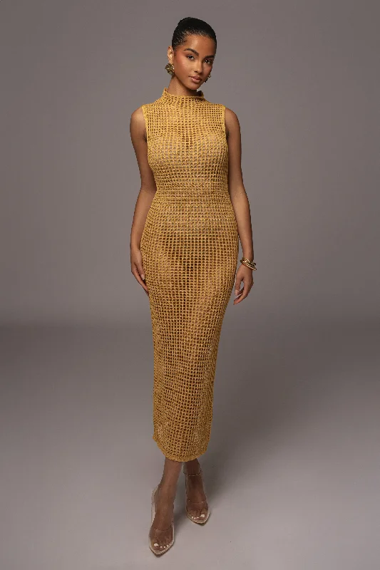 Limited-Time Deal Yellow Pacific Tides Crochet Maxi Dress