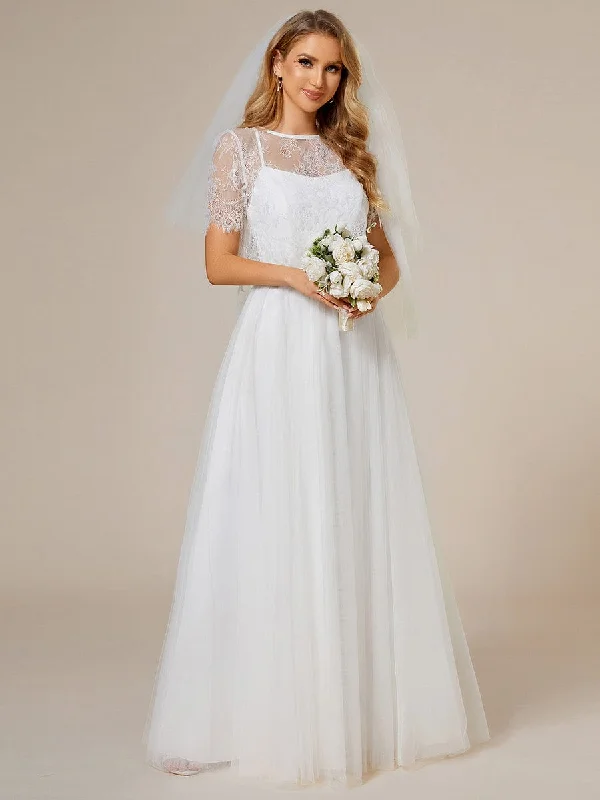Limited-Time Deal Lace Jacket A-Line Spaghetti Strap Wedding Dress