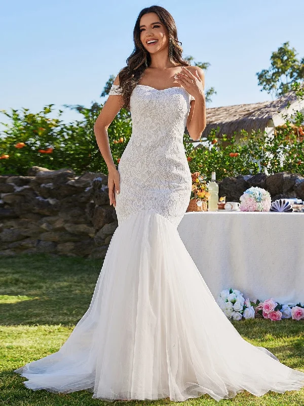 Big Bargain Bonanza Bodycon Lace Off Shoulder Mermaid Wedding Dress