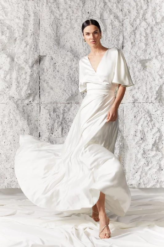 Weekend Sale Extravaganza ELISE off white maxi wedding dress