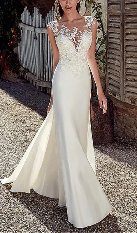 Weekend Bargain Blast FISHTAIL MOPPING WEDDING DRESS IN WHITE