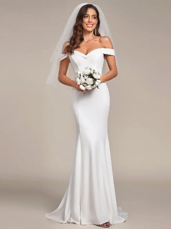 Super Low Prices Off the Shoulder Mermaid Corset Eloping Dress for Wedding