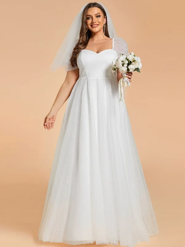 Big Offers Plus Size A-Line Tulle Sweetheart Neckline Wedding Dress with Lantern Sleeves Big Offers Plus Size A-Line Tulle Sweetheart Neckline Wedding Dress with Lantern Sleeves