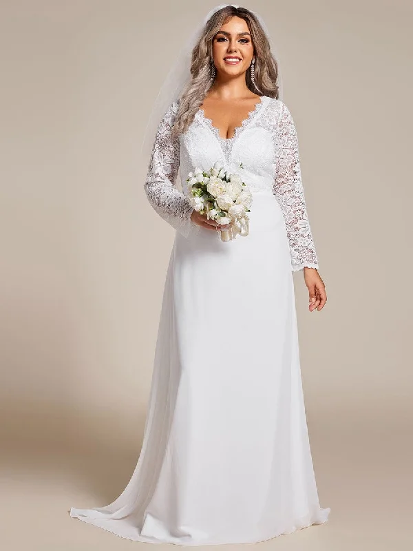 Best Prices This Week Plus Size Lace Long Sleeves Eyelash Edge Bodycon Mermaid Chiffon Wedding Dress Best Prices This Week Plus Size Lace Long Sleeves Eyelash Edge Bodycon Mermaid Chiffon Wedding Dress