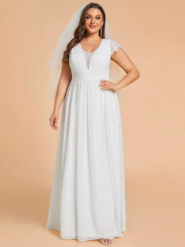 Hot Savings Alert Plus Size Sleeveless V-Neck Chiffon Wedding Dresses