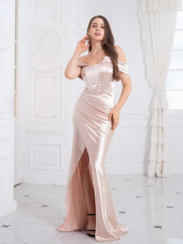 Limited-Time Bargains BerriesJam - 2024 Strapless Padded Backless Pleated Split Wedding Party Dress Limited-Time Bargains BerriesJam - 2024 Strapless Padded Backless Pleated Split Wedding Party Dress